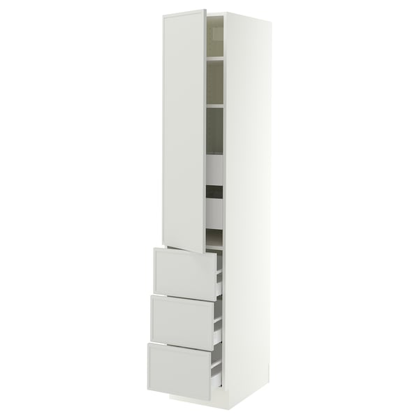 SEKTION / MAXIMERA High cab w door/3 fronts/5 drawers, white/Aspudden light gray, 15x24x80 "