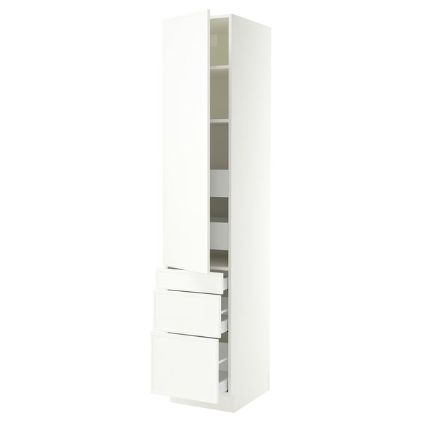 SEKTION / MAXIMERA High cab w door/3 fronts/5 drawers, white/Aspudden matte white, 18x24x90 "