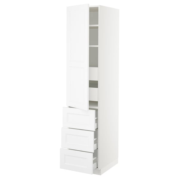 White SEKTION kitchen cabinet with adjustable shelves and drawers.