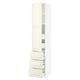 Off-white tall kitchen cabinet with pullouts by IKEA.