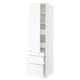 White SEKTION kitchen cabinet with drawers and shelves.