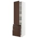 An ivory SEKTION kitchen cabinet with dark brown sinarp wooden edges. It has two drawers and adjustable shelves.