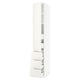 SEKTION white kitchen cabinet, modern design, glossy finish, tall and rectangular with drawers.