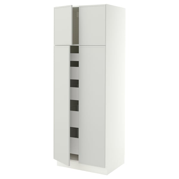 SEKTION / MAXIMERA High cabinet w 4 doors/5 drawers, white/Aspudden light gray, 30x24x80 "