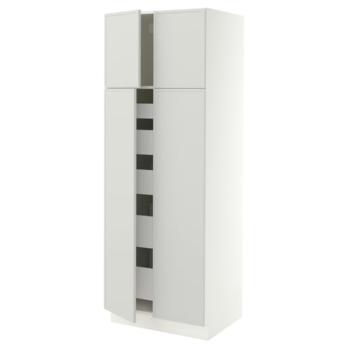SEKTION / MAXIMERA High cabinet w 4 doors/5 drawers, white/Aspudden light gray, 30x24x80 "