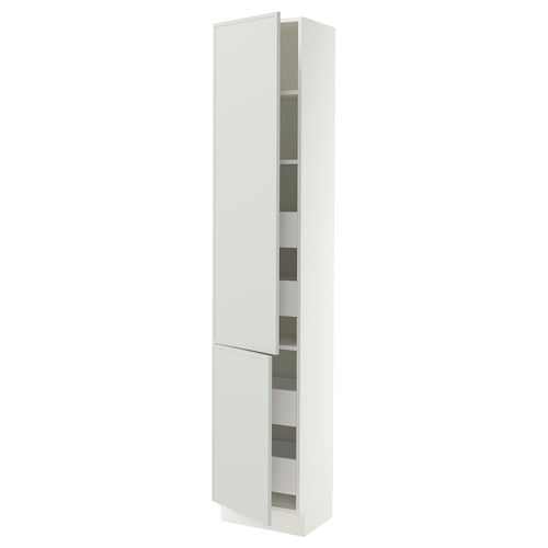 SEKTION / MAXIMERA High cb w 2 doors/shelves/4 drawers, white/Aspudden light gray, 18x15x90 "