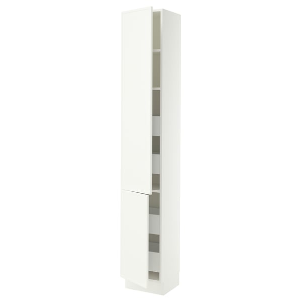 SEKTION / MAXIMERA High cb w 2 doors/shelves/4 drawers, white/Aspudden matte white, 15x15x90 "