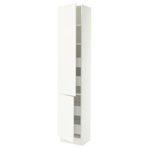 SEKTION / MAXIMERA High cb w 2 doors/shelves/4 drawers, white/Aspudden matte white, 18x15x90 "