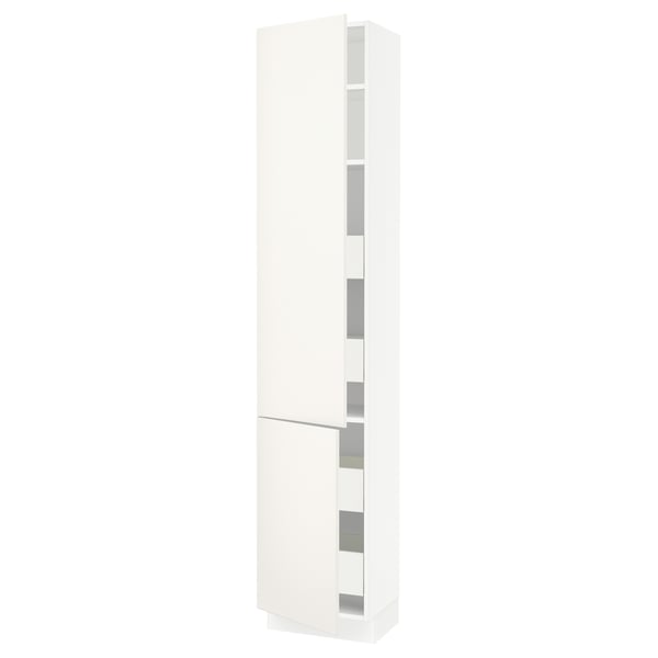 SEKTION white kitchen cabinet, sleek, modern design with adjustable shelves.