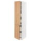SEKTION cabinet in oak with two doors and shelves. Tall, rectangular design with adjustable shelves and soft-closing hinges.