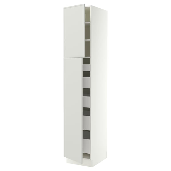 SEKTION / MAXIMERA High cb w 2 doors/shelves/5 drawers, white/Aspudden light gray, 18x24x90 "