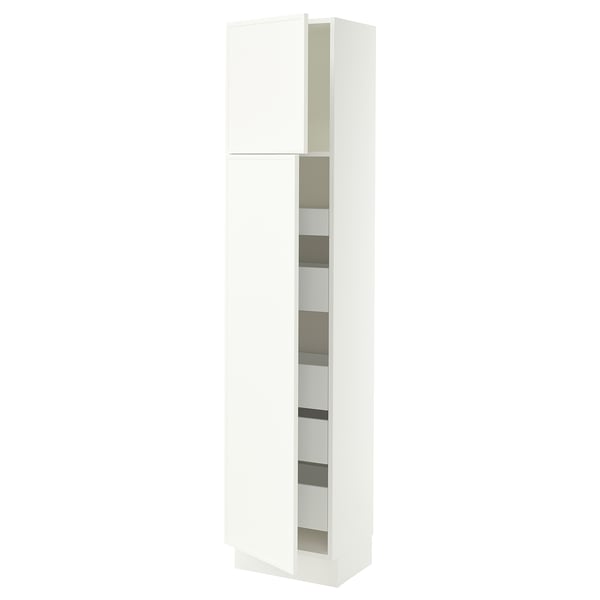 SEKTION / MAXIMERA High cb w 2 doors/shelves/5 drawers, white/Aspudden matte white, 18x15x80 "