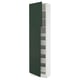 SEKTION tall kitchen cabinet with green havstorp doors, white frame.
