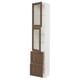 SEKTION kitchen unit: white and walnut, glass doors, tall, rectangular, modern design.
