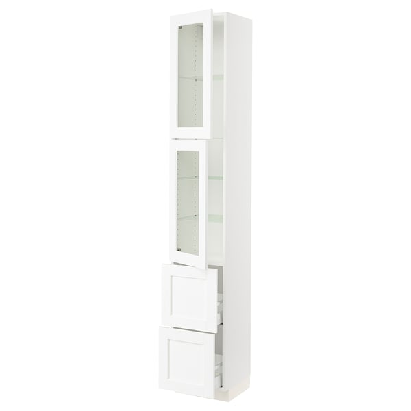 SEKTION kitchen unit: tall, white, glass doors, adjustable shelves, sleek design