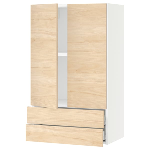 An ikea SEKTION light wood kitchen cabinet with adjustable shelves and soft-close hinges.