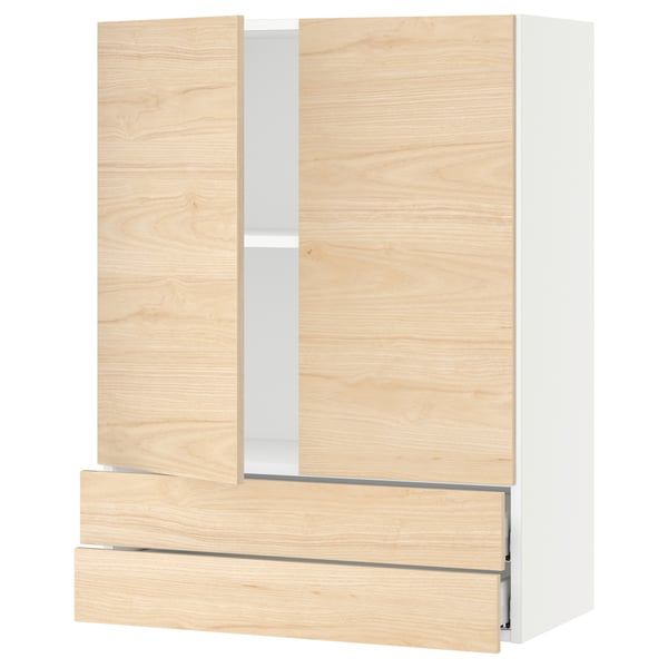 Ikea SEKTION light wood kitchen cabinet with drawers.
