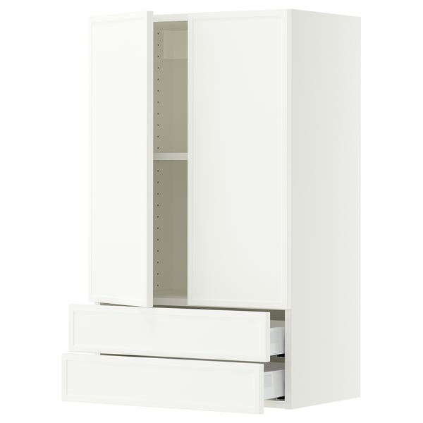 SEKTION / MAXIMERA Wall cabinet w 2 doors/2 drawers, white/Aspudden matte white, 24x15x40 "