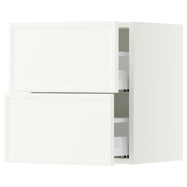 SEKTION / MAXIMERA Wall cabinet with 2 drawers, white/Aspudden matte white, 18x15x20 "