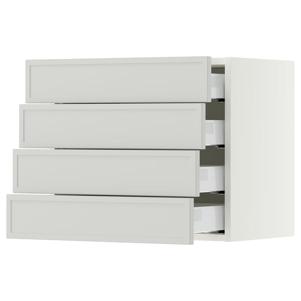 SEKTION / MAXIMERA Wall cabinet with 4 drawers, white/Aspudden light gray, 24x15x20 "