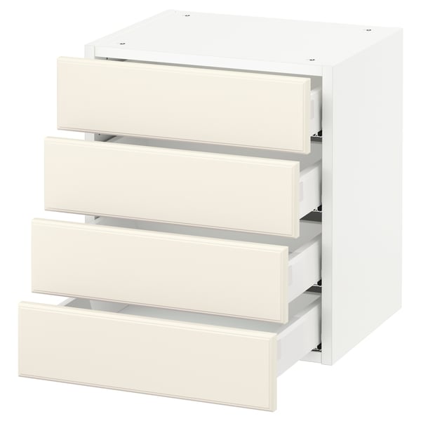 SEKTION white kitchen drawer unit, off-white, 4 drawers, full-extend, modern design.