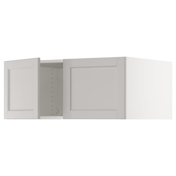 SEKTION light grey cabinet, bevelled edges, birch veneer, square panels, wall mount.