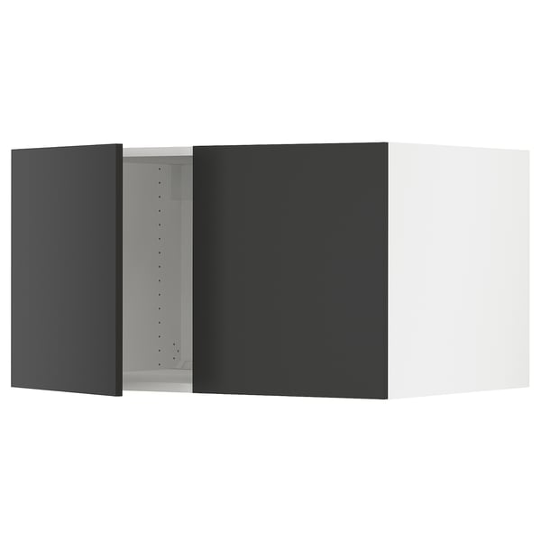 Modern black kitchen cabinet from SEKTION series, featuring adjustable shelves and a sleek, matt black finish.