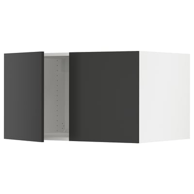 Modern black kitchen cabinet from SEKTION series, featuring adjustable shelves and a sleek, matt black finish.