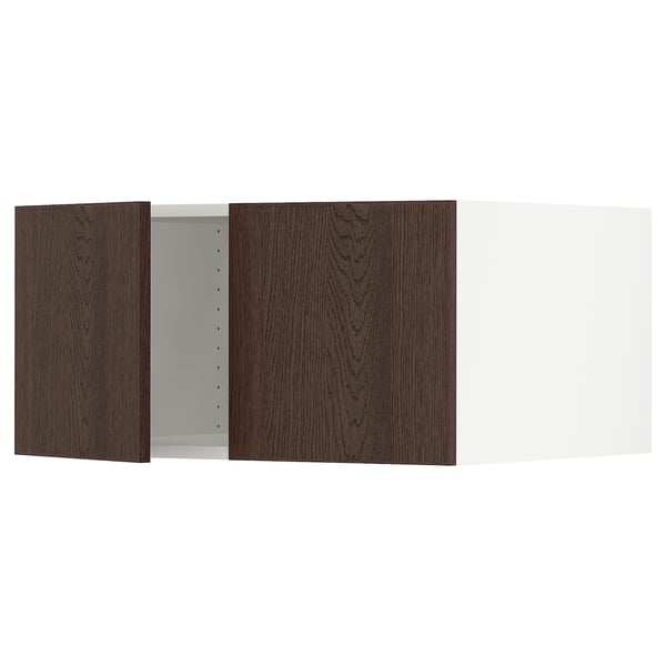 Dark brown oak cabinet with 2 visible doors, sturdy design and sleek finish.