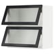 SEKTION black glass kitchen cabinet, sleek modern design, with two reeded glass doors.