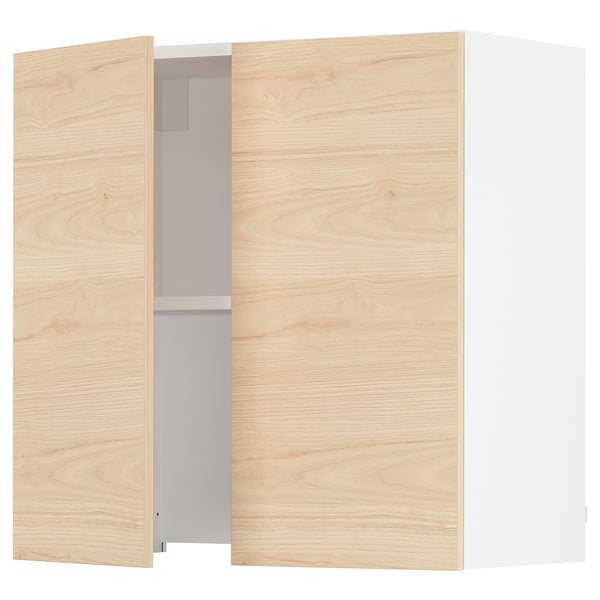 SEKTION kitchen cabinet: light ash wood, modern design, two doors, wooden texture.