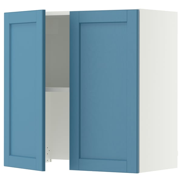 SEKTION Wall cab w built-in range hood, white/Lerhyttan blue, 30x15x30 "