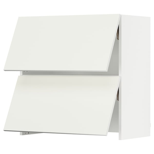 White SEKTION kitchen cabinet with angled design and slatted door.