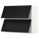 Black wooden kitchen cabinet with two wide drawers.