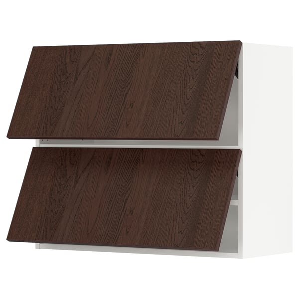 Modern dark brown wooden kitchen cabinets with sleek design.