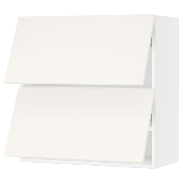 White ikea SEKTION wall cabinet, modern, square, 2 shelves, particleboard finish.