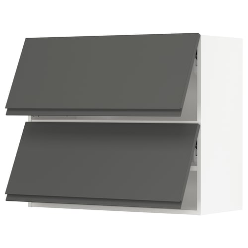 SEKTION kitchen cabinets: dark grey, flat doors, wall-mounted, sleek modern design.