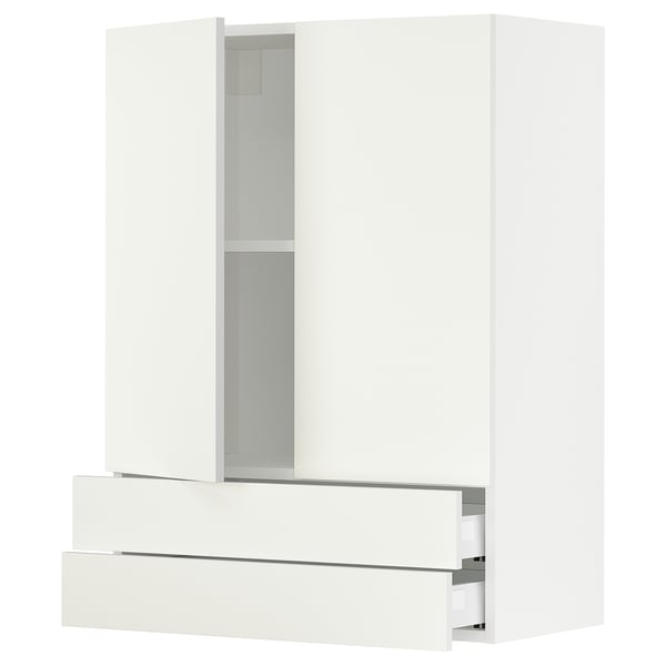 A white SEKTION kitchen cabinet with modern, smooth doors and drawers. It clean lines and a sleek, minimalist design.