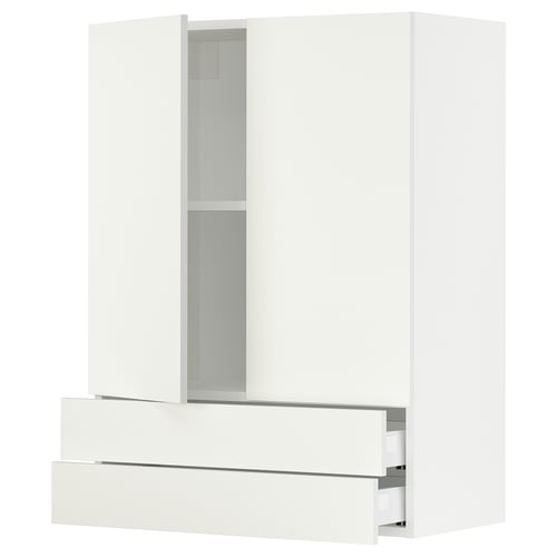 A white SEKTION kitchen cabinet with modern, smooth doors and drawers. It clean lines and a sleek, minimalist design.