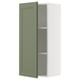 SEKTION kitchen cabinet, grey-green, flat panel door, adjustable shelf, white frame.
