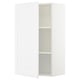 An open white SEKTION kitchen cabinet with two shelves and a modern design.
