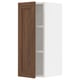 SEKTION kitchen cabinet in walnut and white, open door revealing shelves.