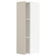A beige SEKTION kitchen cabinet with an adjustable shelf and a door mounted with snap-on hinges.