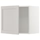 White kitchen cabinet door, modern design with bevelled edges. Made of birch and fibreboard, painted grey.