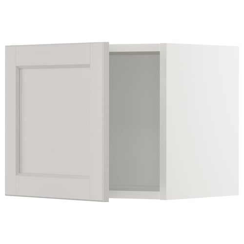 White cabinet door with bevelled edges in modern kitchen setup.