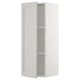White SEKTION kitchen cabinet, light grey lerhyttan fronts, bevelled edges, adjustable shelves, rectangle shape.
