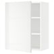 Modern white kitchen cabinet with glossy finish, two adjustable shelves, and soft-closing hinge.