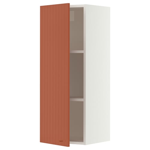 SEKTION Wall cabinet, white/Terrsjö red-brown wave pattern, 15x15x40 "