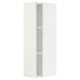 A white SEKTION kitchen cabinet with two shelves and a door slightly open, revealing the interior.