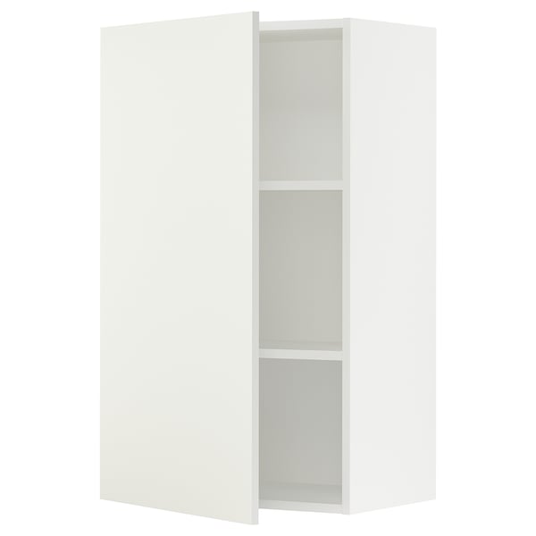 White SEKTION kitchen cabinet with two shelves, sleek design.